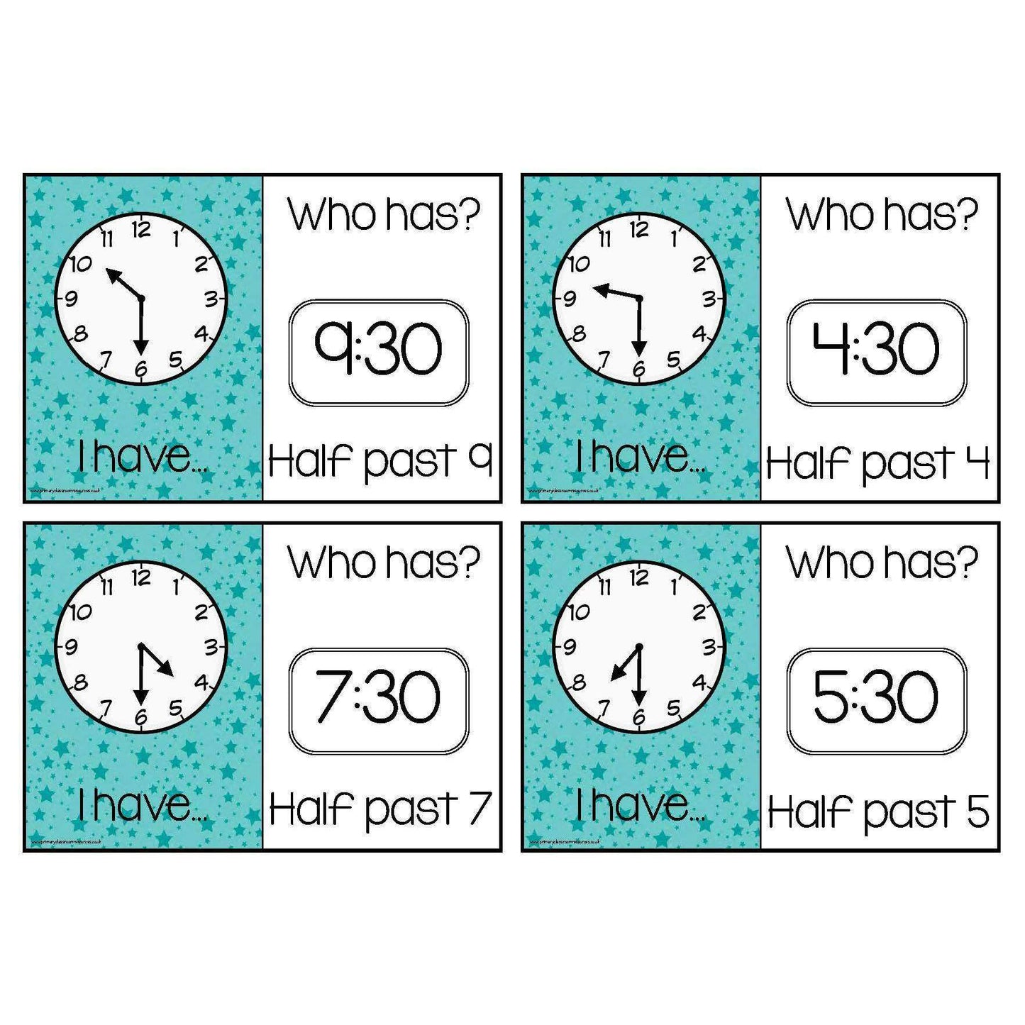 Time Loop Cards - Half Past:Primary Classroom Resources