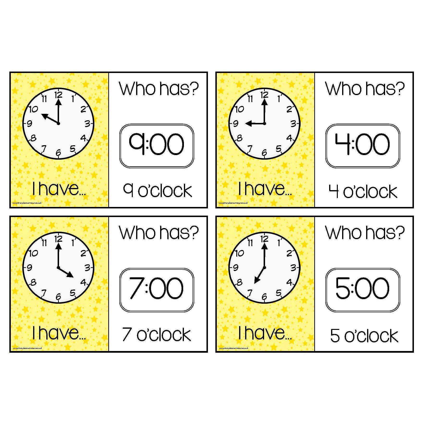 Time Loop Cards - O'Clock – Primary Classroom Resources