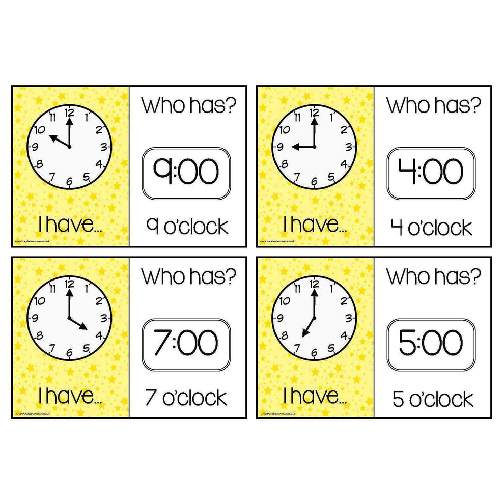Time Loop Cards O'Clock Primary Classroom Resources