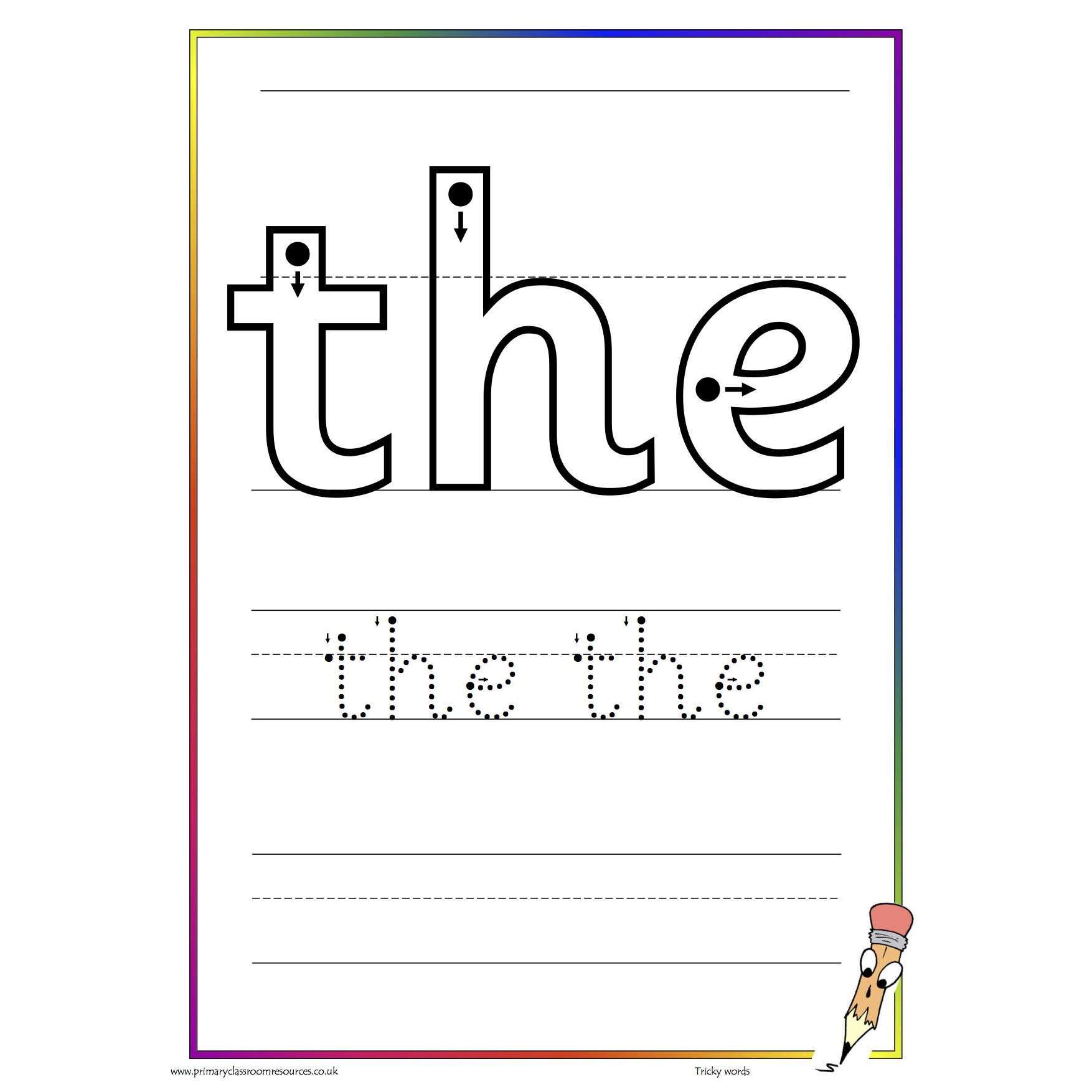 Tricky Words Letter Formation Sheets:Primary Classroom Resources