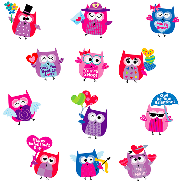 Valentines Day Owl Classroom Reward Stickers:Primary Classroom Resources