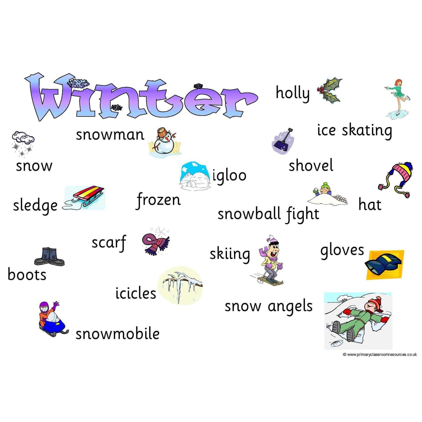 Winter Vocabulary Mat:Primary Classroom Resources
