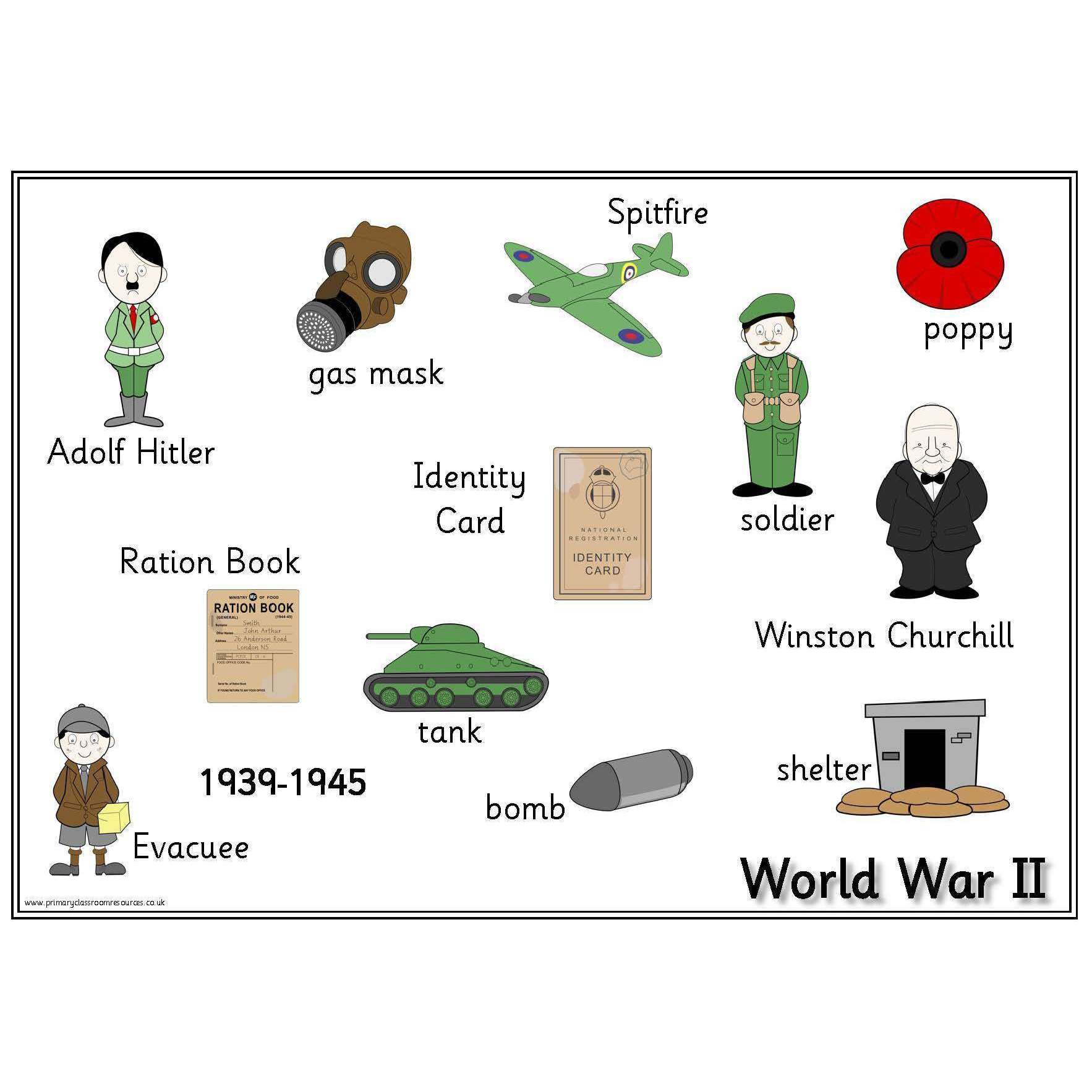 World War II Vocabulary Mat:Primary Classroom Resources