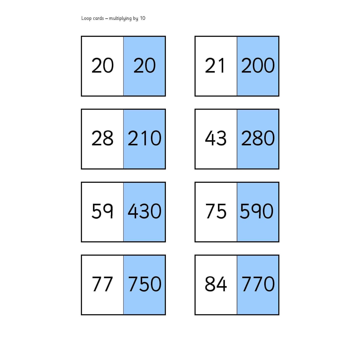 x 10 Loop Cards:Primary Classroom Resources