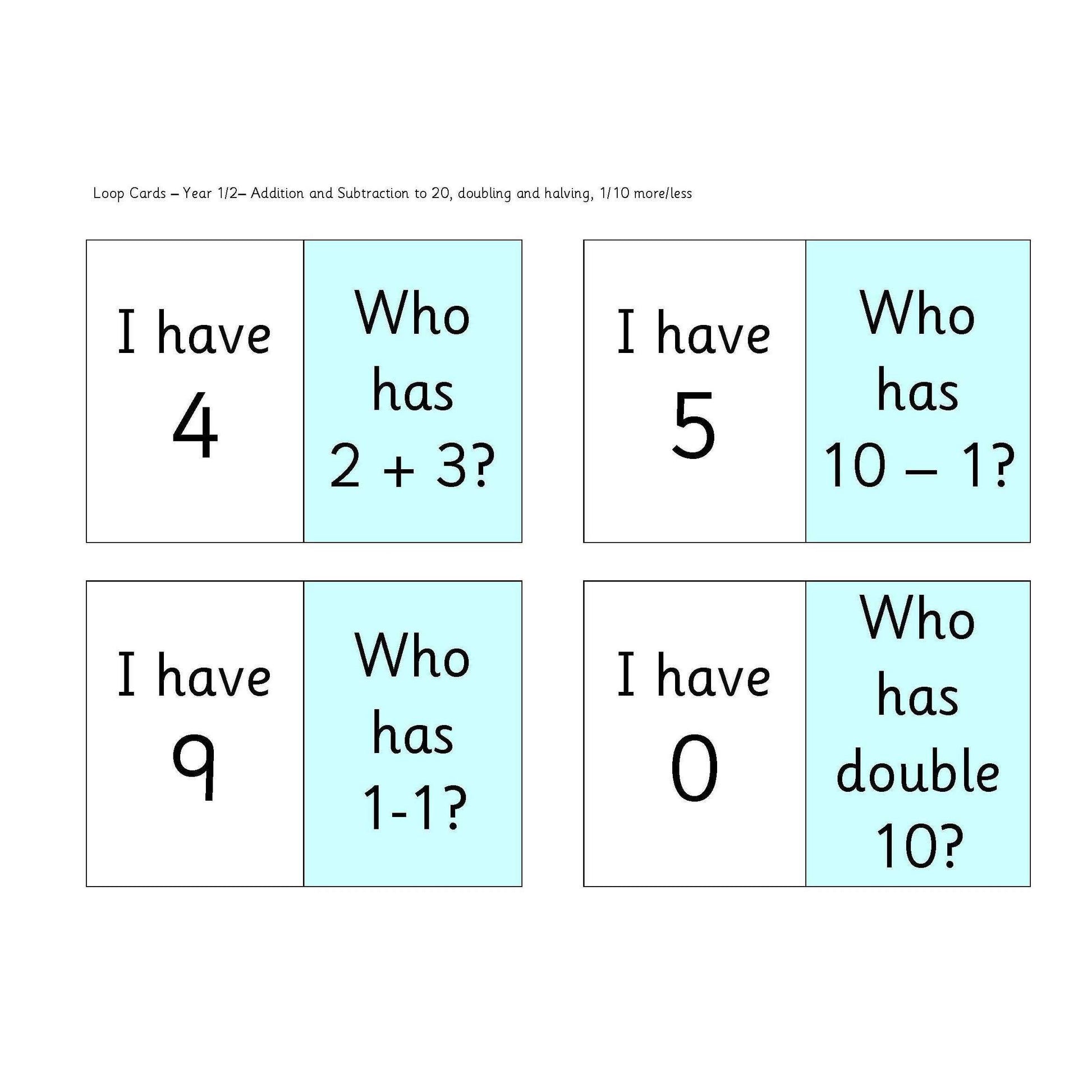 Year 1 and 2 Loop Cards:Primary Classroom Resources