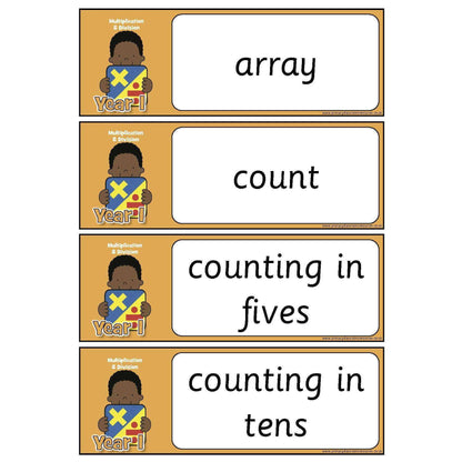 Year 1 Maths Vocabulary - Multiplication and Division:Primary Classroom Resources