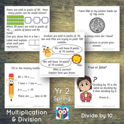 Year 2 - Spring Block 1 - Multiplication & Division - Divide by 10 - Question & Talk Pack:Primary Classroom Resources