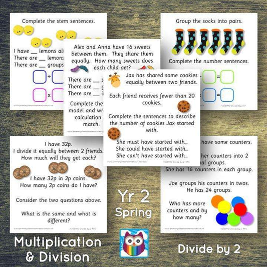 Year 2 - Spring Block 1 - Multiplication & Division - Divide by 2 - Question & Talk Pack:Primary Classroom Resources