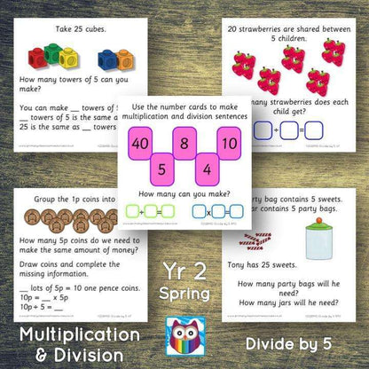 Year 2 - Spring Block 1 - Multiplication & Division - Divide by 5 - Question & Talk Pack:Primary Classroom Resources