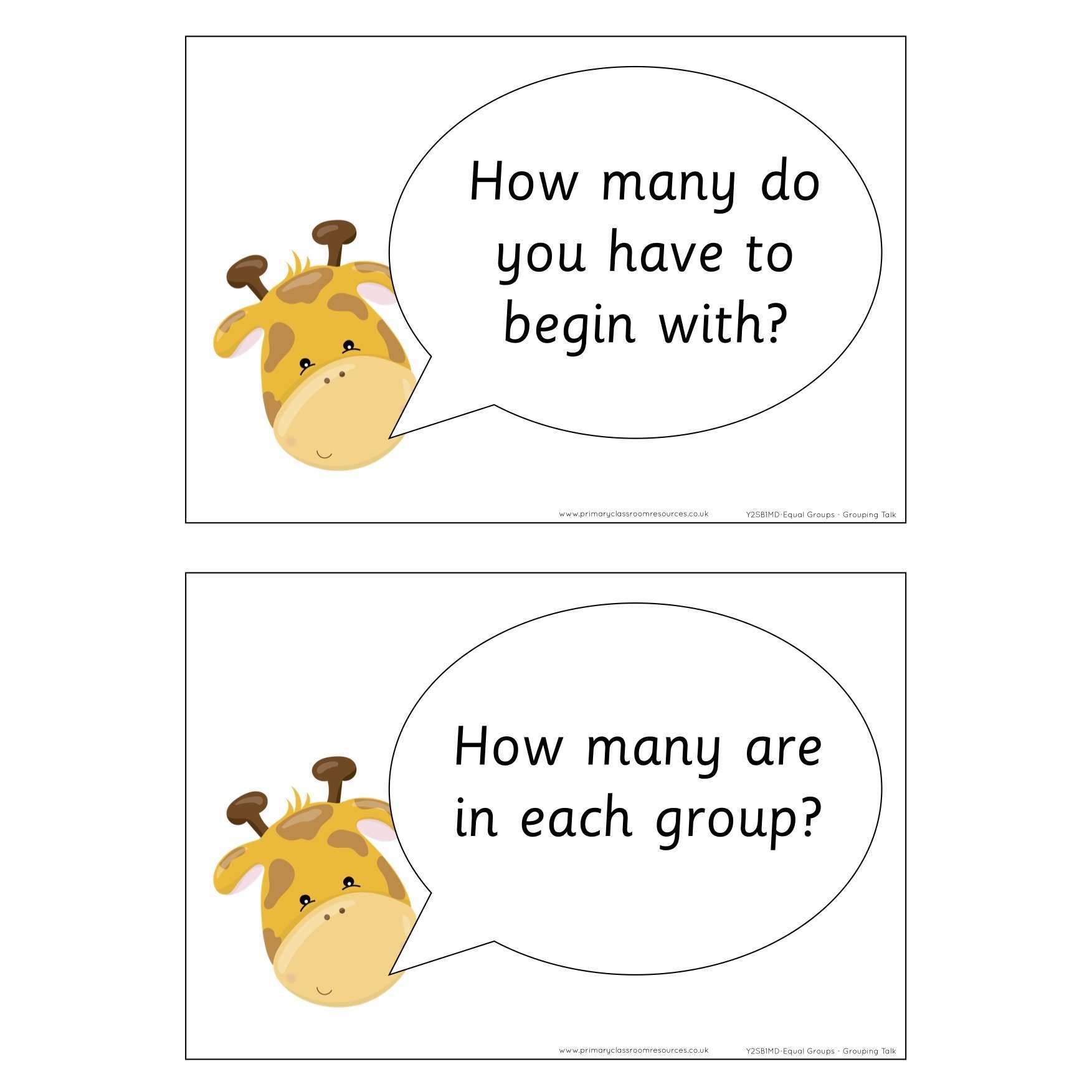 Year 2 - Spring Block 1 - Multiplication & Division - Equal groups by grouping - Question & Talk Pack:Primary Classroom Resources