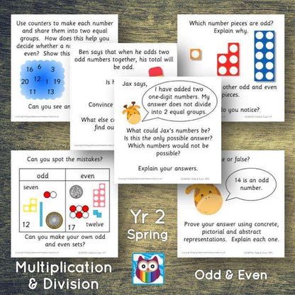 Year 2 - Spring Block 1 - Multiplication & Division - Odd & Even - Question & Talk Pack:Primary Classroom Resources