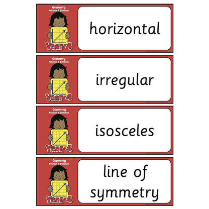 Year 4 Maths Vocabulary - Geometry: Position and Direction:Primary Classroom Resources