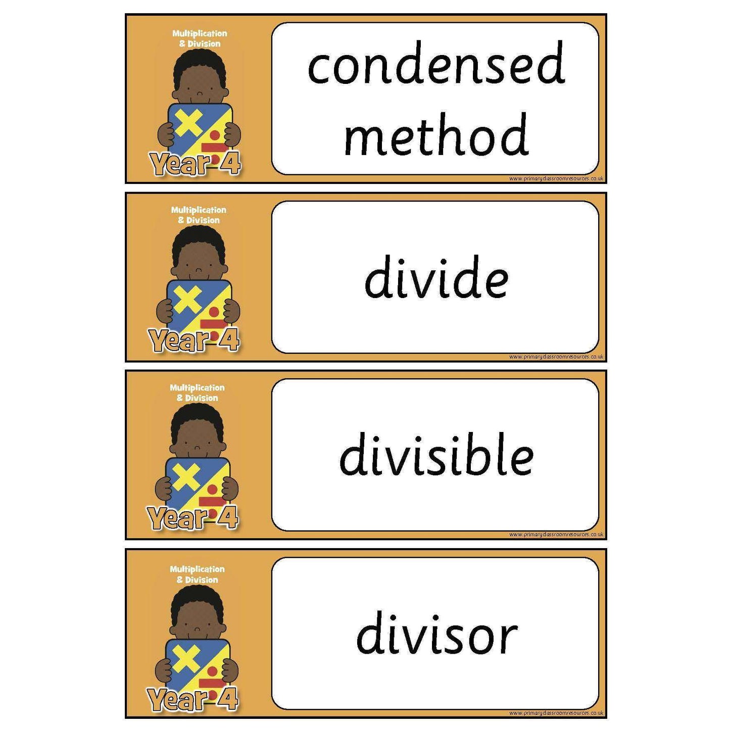 Year 4 Maths Vocabulary - Multiplication and Division:Primary Classroom Resources