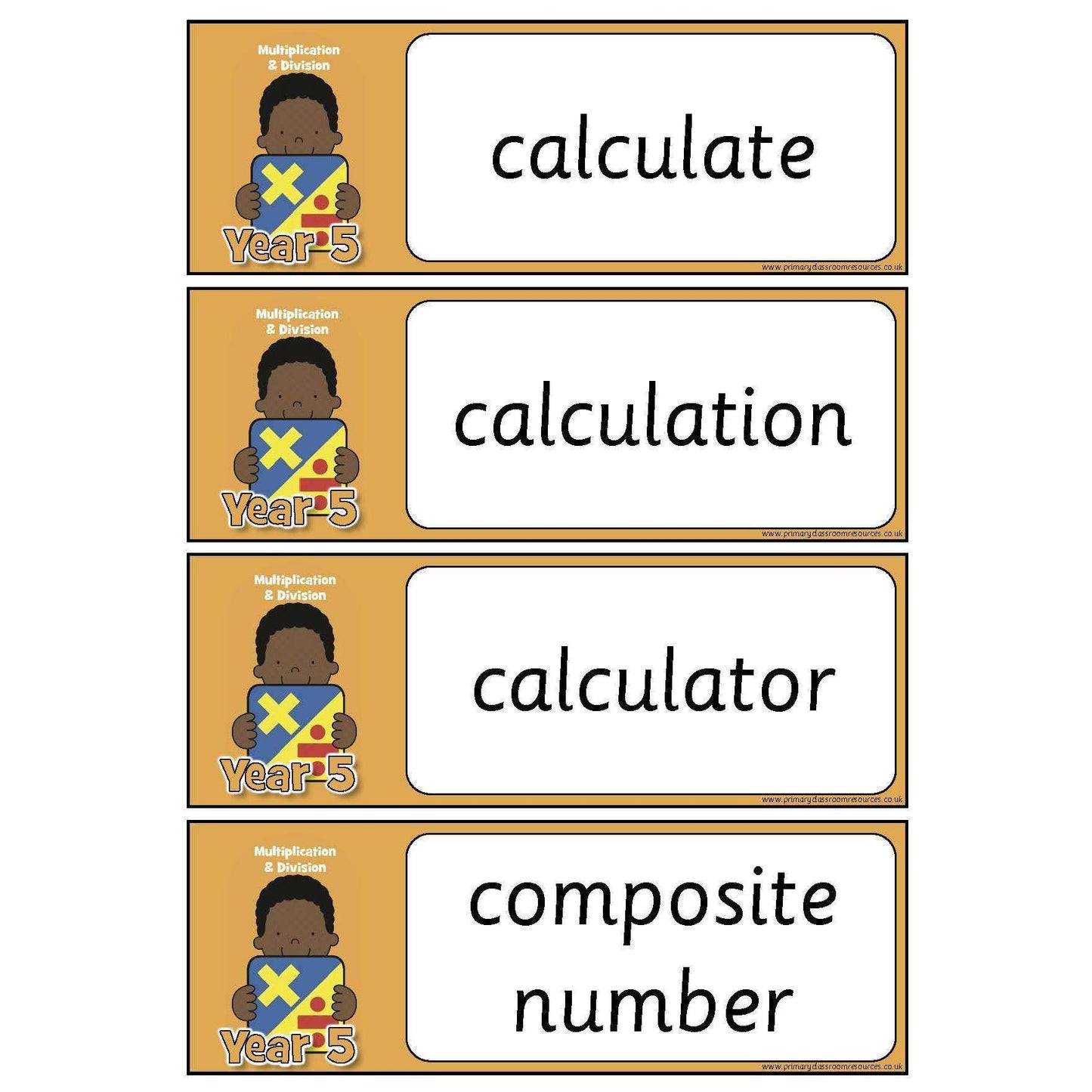 Year 5 Maths Vocabulary - Multiplication and Division:Primary Classroom Resources