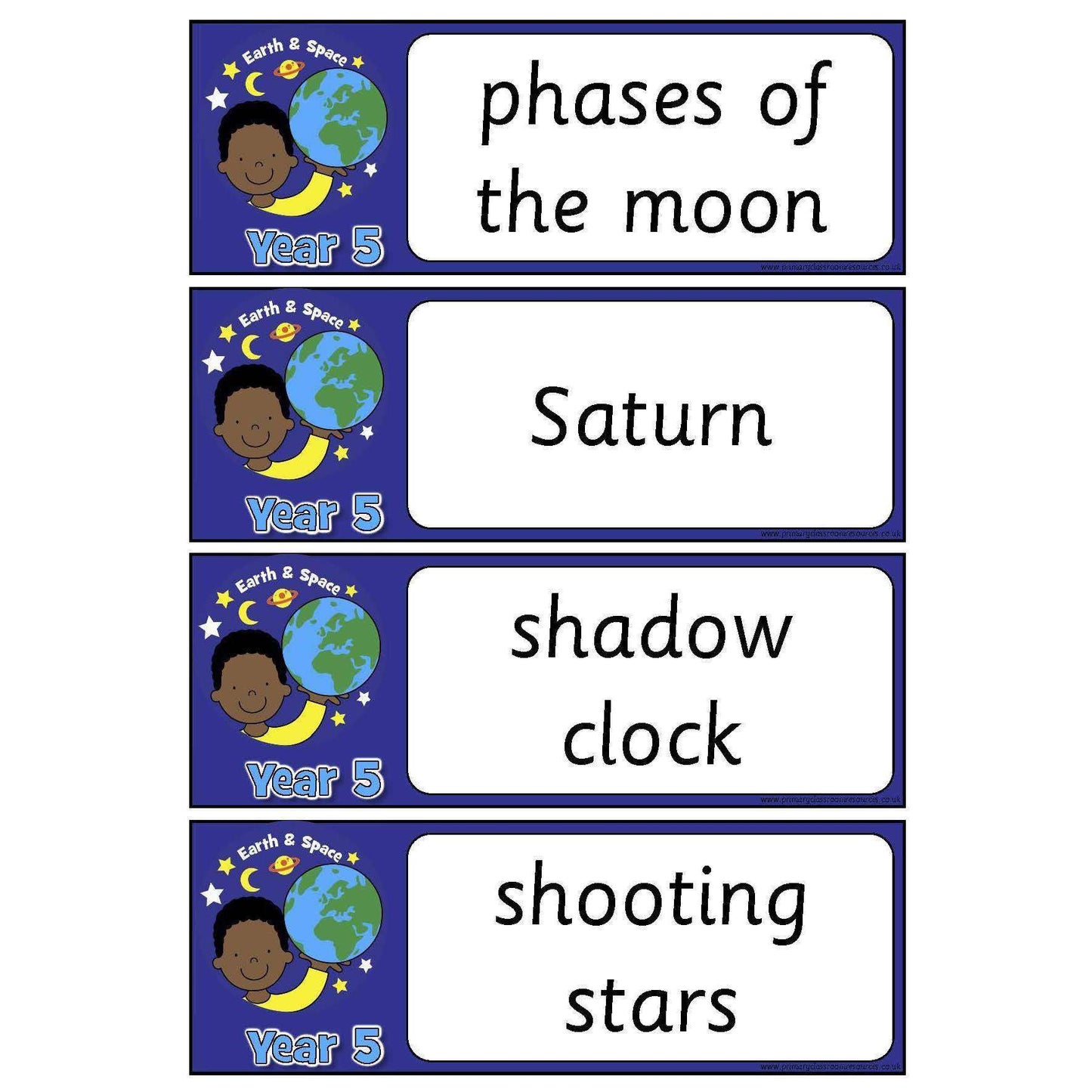 Year 5 Science Vocabulary - Earth and Space:Primary Classroom Resources