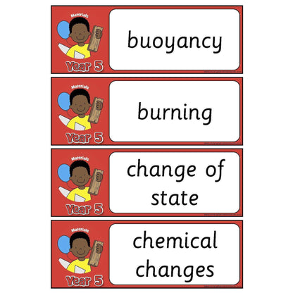 Year 5 Science Vocabulary - Materials:Primary Classroom Resources